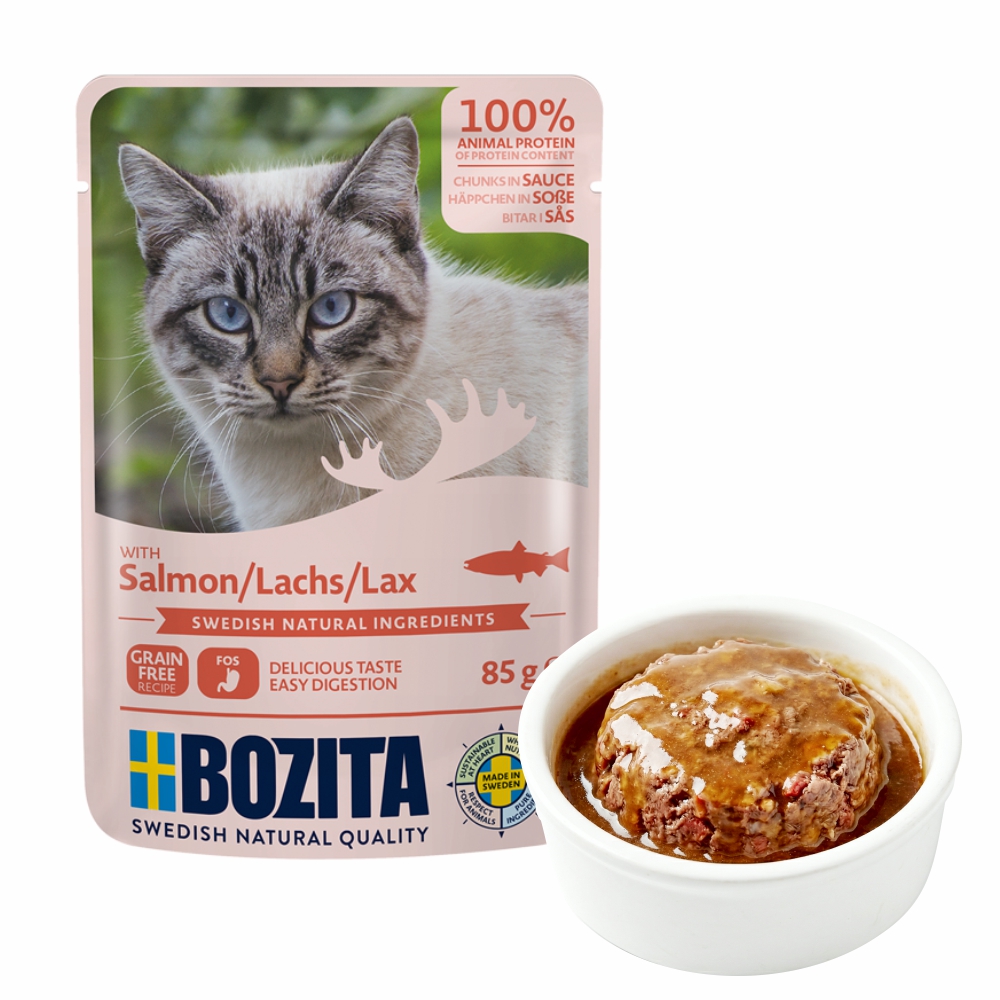 BOZITA saszetka kawałki w sosie z łososiem 85g